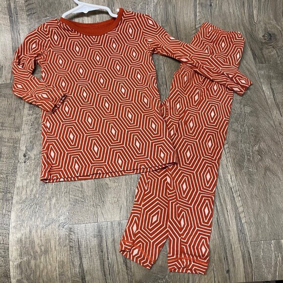 Kickee Pants size 4Y rust orange 2 pc pj sleepwear set unisex boys bamboo - Picture 1 of 7